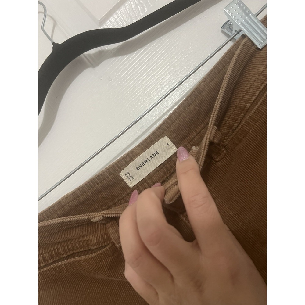 Everlane Womens Brown Corduroy Pants Size 6 High Rise Straight Leg Casual Fall - Picture 3 of 12